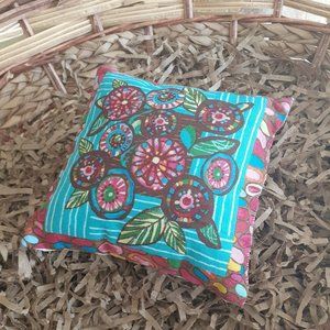 *Pillow Mini Folk Art Flowers Handmade